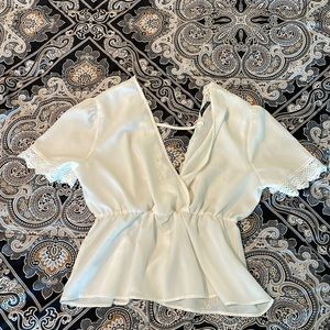 White chiffon half sleeve shirt